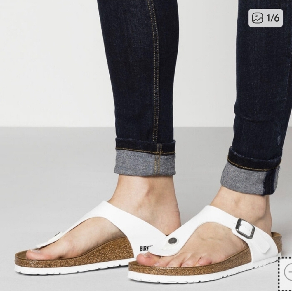 Birkenstock White Slip-On Sandals